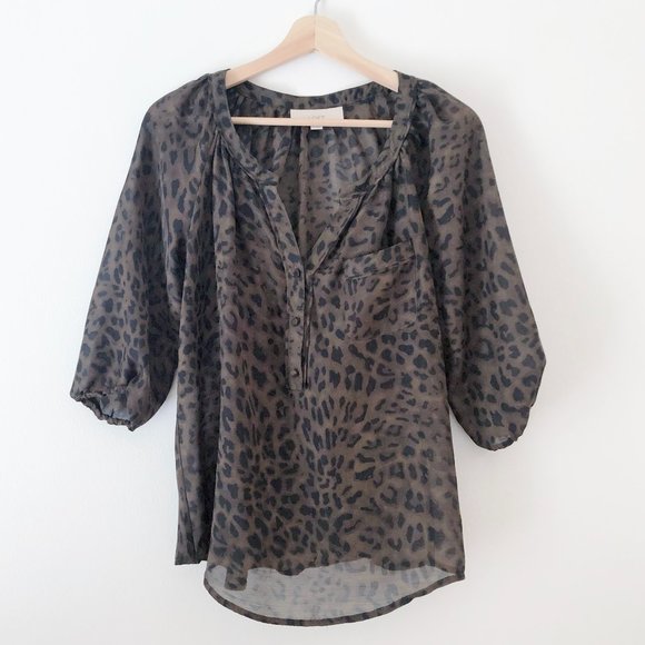 LOFT Sheer Animal Print Blouse - Picture 2 of 5